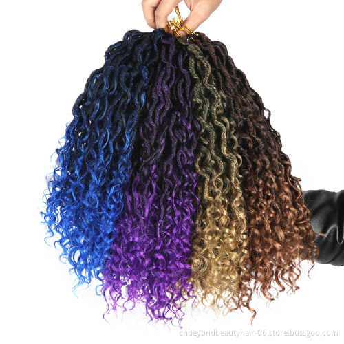 Ombre Brown Crochet Braids Hair Synthetic Passion Twist River Locs With Curly ends Goddess Braiding Hair Extension Faux Locs